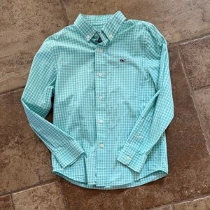 Boys Vineyard Vines New Aqua Checkered Kids Button Down Shirt